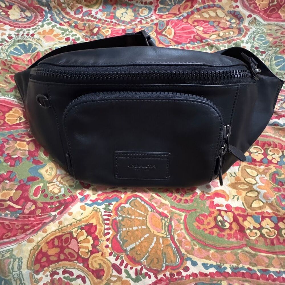 Coach Track Belt Bag (Style No. C2716), black leather